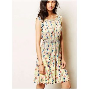Yoana Baraschi Pleated Meadowlight Floral Dress by Anthropologie Size Medium